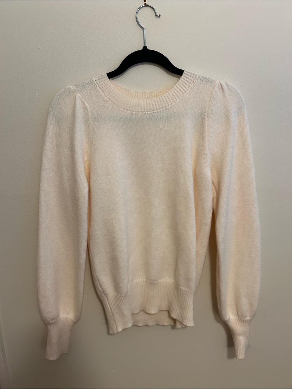 Stellah Cream Puff-Sleeve Crewneck Sweater